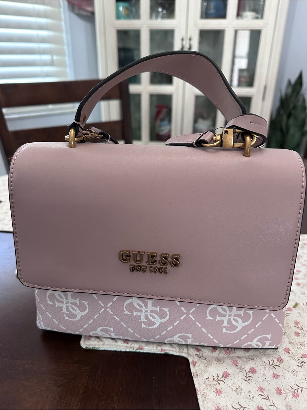 GUESS Pink Two-Tone Top-Handle Satchel